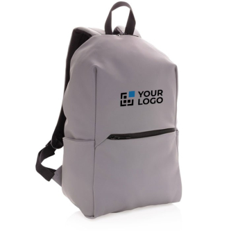 Gladde PU, zakelijke rugzak (15.6" laptops) kleur grijs