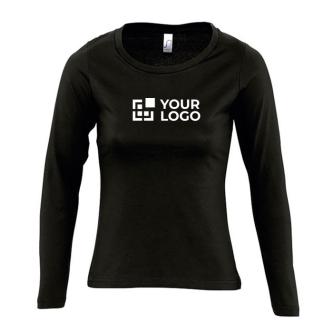 Damesshirt met lange mouwen, 150 g/m2 weergave met jouw bedrukking