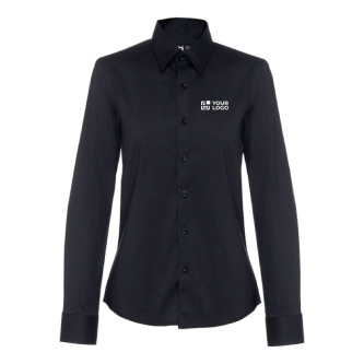 Dames bedrijfsoverhemd met logo, 115 g/m2 in de kleur zwart