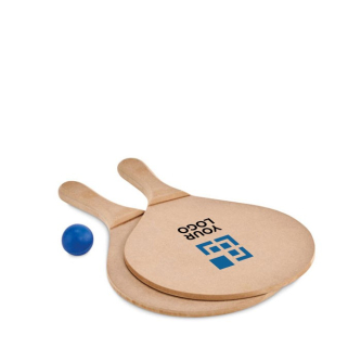 Beachtennis met twee bladen en bal weergave met jouw bedrukking