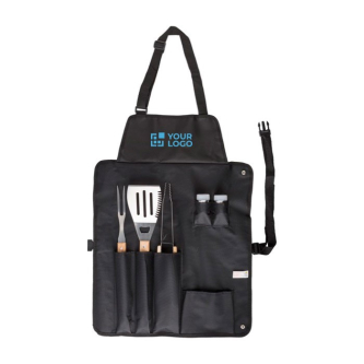 Nylon schort met 6 roestvrijstalen barbecueaccessoires