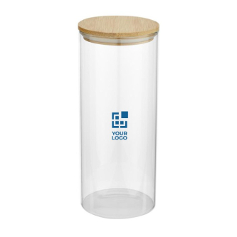 Grote glazen voedselpot met bamboe deksel 940ml