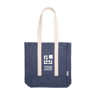 Denim tas met binnenzak en lange hengsels van 300 g/m²