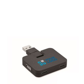 USB-hub met 4 poorten met USB en type A- en type C-uitgangen