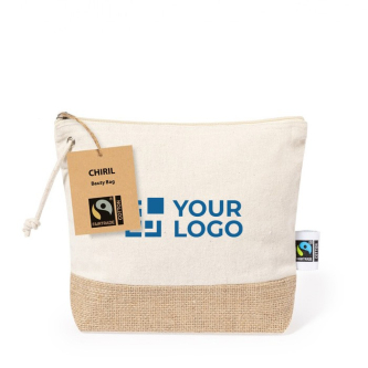 Toilettas van 100% Fairtrade katoen met gelamineerde jute bodem