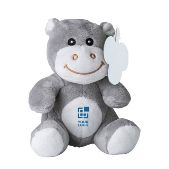 Kleine pluche nijlpaard knuffel met geborduurde ogen en label