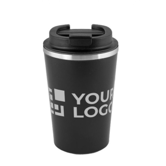 Zwart roestvrijstalen take away beker met dubbele wand 480ml