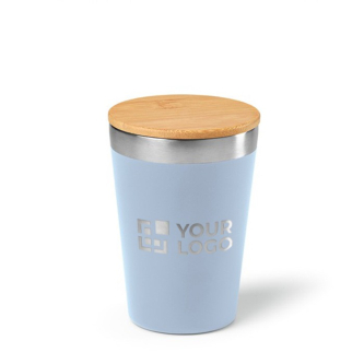 Thermische beker van gerecycled rvs met bamboe deksel 400ml