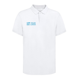 Witte heren polo van 100% katoen met 2 bijpassende knopen 220 g/m2