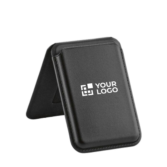 Magnetische 2-in-1-kaarthouder van vegan leer met standaard