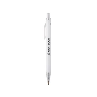 Pen van gerecycled aluminium met drukknop en blauwe inkt