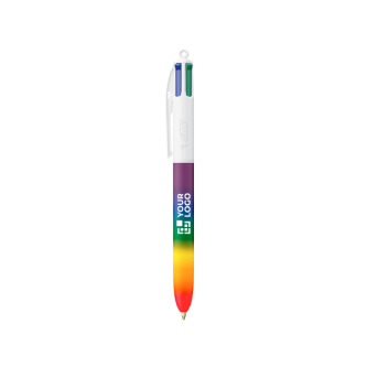 Plastic balpen in regenboogstijl met 4 kleuren inkt BIC®