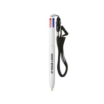 Balpen van gerecycled plastic met lanyard en inkt in 4 kleuren BIC®