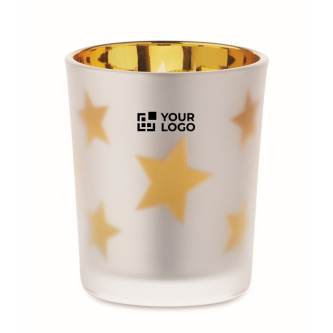 LED kaars in glazen pot met kerststerren