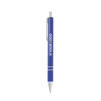 Personaliseerbare aluminium pen met modern design en blauwe inkt