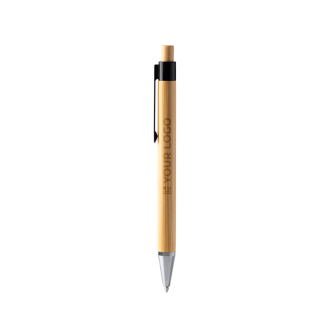 Bamboe pen met translucente details en blauwe inkt