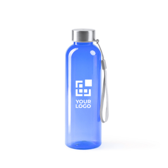 Bidon van RPET met transparante body en draagriem 600 ml