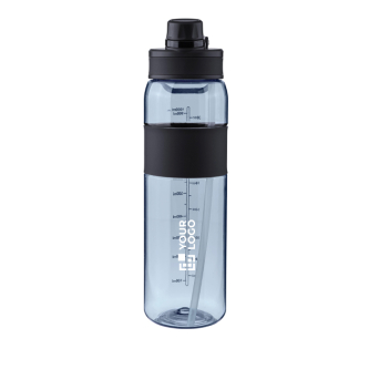 Plastic drinkfles met dubbele sluiting in de dop 900ml