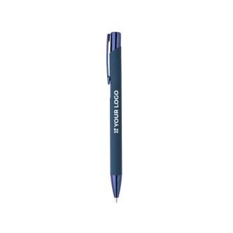 Drukbalpen van gerecycled aluminium en rubber met blauwe inkt