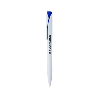 Pen van gerecycled kunststof met clip en blauwe Dokumental-inkt