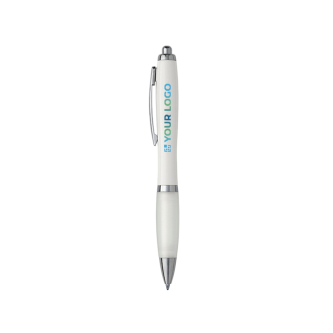 Balpen met blauwe inkt van gerecycled plastic met rubberen grip