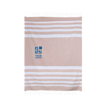 Grote pareo handdoek van gerecycled katoen met witte franjes 145 g/m²