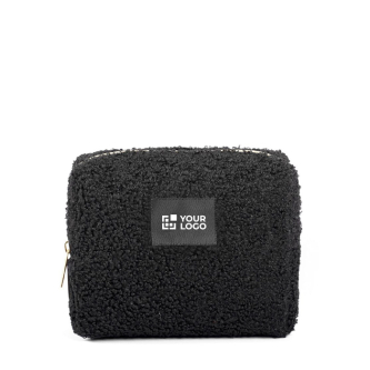 Polyester toilettas met sherpa-afwerking en rits 360 g/m²
