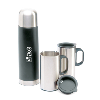Thermos met logo voor reclame, 500ml en tassen om uit te drinken