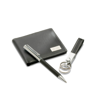 Bevat balpen, sleutelhanger en portemonnee kleur zwart