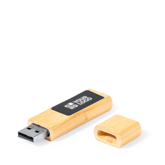 Bamboe USB-stick met magnetische sluiting en verlicht drukgebied