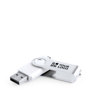 Stevige USB-stick van gerecycled plastic met draaibare metalen clip