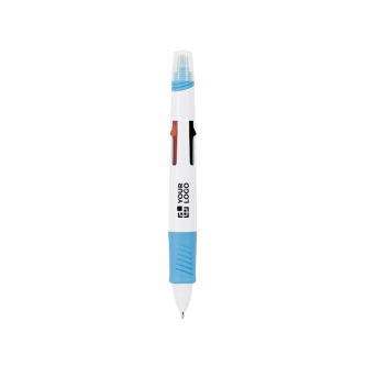 4-kleurenpen met geïntegreerde markeerstift en dop