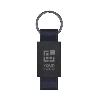 Matte aluminium sleutelhanger met band van synthetisch leer
