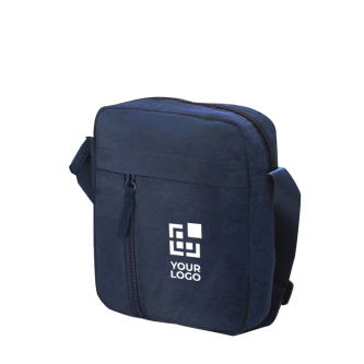 Schoudertas van soft nylon met voorvak en ritssluiting