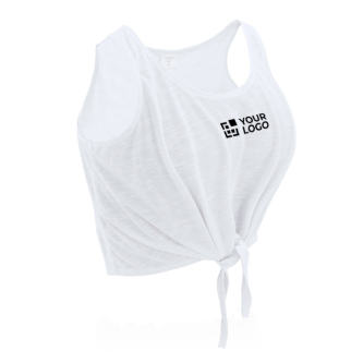 Goedkoop dames tank top met opdruk in de kleur wit