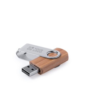 Bamboehouten USB met metalen draaiclip