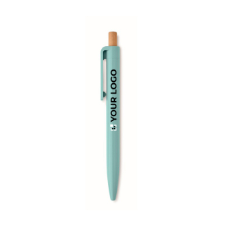Monochrome balpen met bamboedrukknop, blauwe inkt