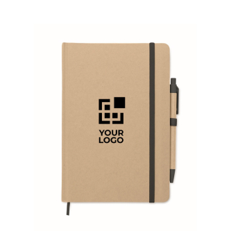 Notitieboek van gerecycled karton met pen met blauwe inkt A5