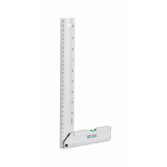 Aluminium driehoek met waterpas en liniaal van 30 cm
