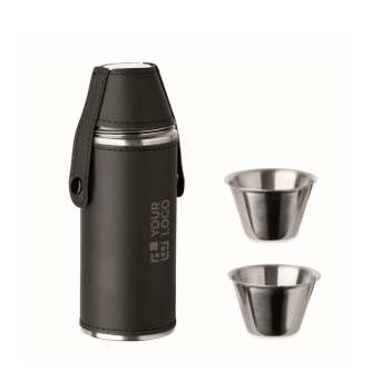 RVS flacon met 2 shotglazen 230ml en 20ml
