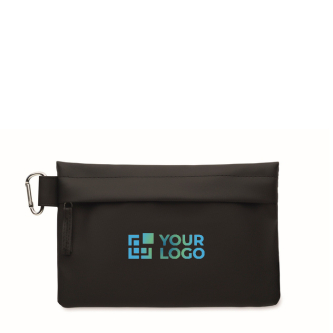 Polyester PU toilettas organizer met karabijnhaak aan de zijkant