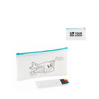 Kinderetui van non-woven om in te kleuren met 4 potloden