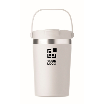 Dubbelwandige beker met handvat van gerecycled roestvrij staal 350 ml