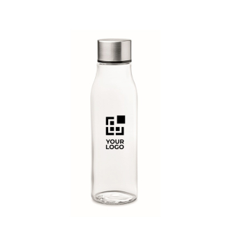 Moderne glazen waterfles met logo weergave met jouw bedrukking