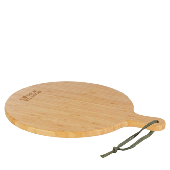 Bamboe snijplank met gekleurd touwtje aan het handvat