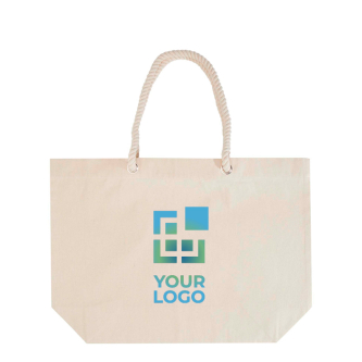 Strandtas van gerecycled katoen met touwhengsels 270 g/m²