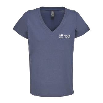 Dames T-shirt van halfgekamd katoen met V-hals SOL'S