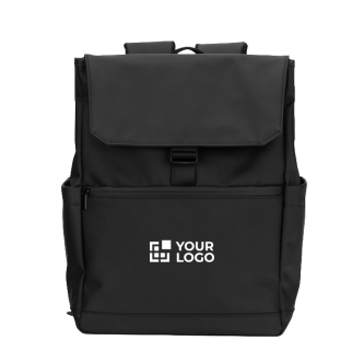 Rugzak van kunstleer met klep, ideaal voor laptops van 16"