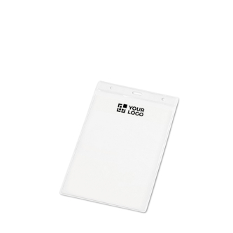 Verticale badgehouder van plastic met gaten voor karabijnhaak 11x17 cm