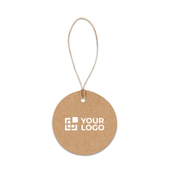Rond label van gerecycled papier met natuurlijk koord 700 g/m²